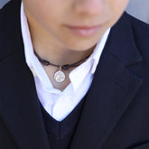 Escapulario MADRE - collar medalla de plata 15 mm con cordón