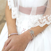 Escapulario NAZARET - pulsera medalla de plata 15mm con macramé