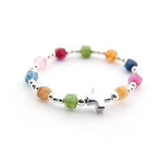 FIAT - Pulsera rosario decenario de plata y piedras naturales para NIÑA