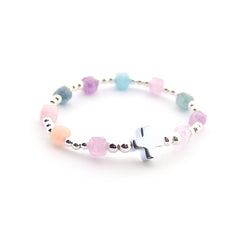 FIAT - Pulsera rosario decenario de plata y piedras naturales para NIÑA