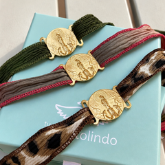 VIRGEN DEL PILAR SEDA - Pulsera medalla dorada 20mm