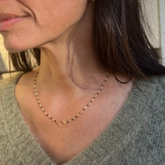 MINA - natural stone necklace and 10mm gold hoop