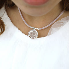 VIRGIN BEVEL PEARLS - 17mm silver medal necklace