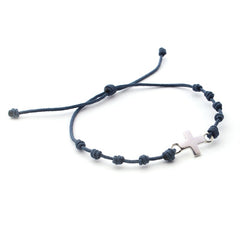 NOVA - pulsera rosario cruz de plata 10mm