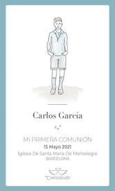 PACK OF 25 FIRST COMMUNION REMINDERS, BOY DRAWING WITH FRAME