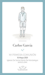 PACK OF 25 FIRST COMMUNION REMINDERS, BOY DRAWING WITH FRAME