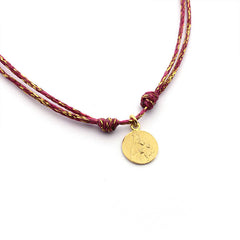 Escapulario HOSANA - collar medalla dorada 9mm con cordón