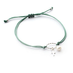 ANNIE - pulsera perla y cruz plata 5x6mm