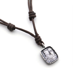 Escapulario CORAZÓN - collar medalla de plata 14x16mm con cordón