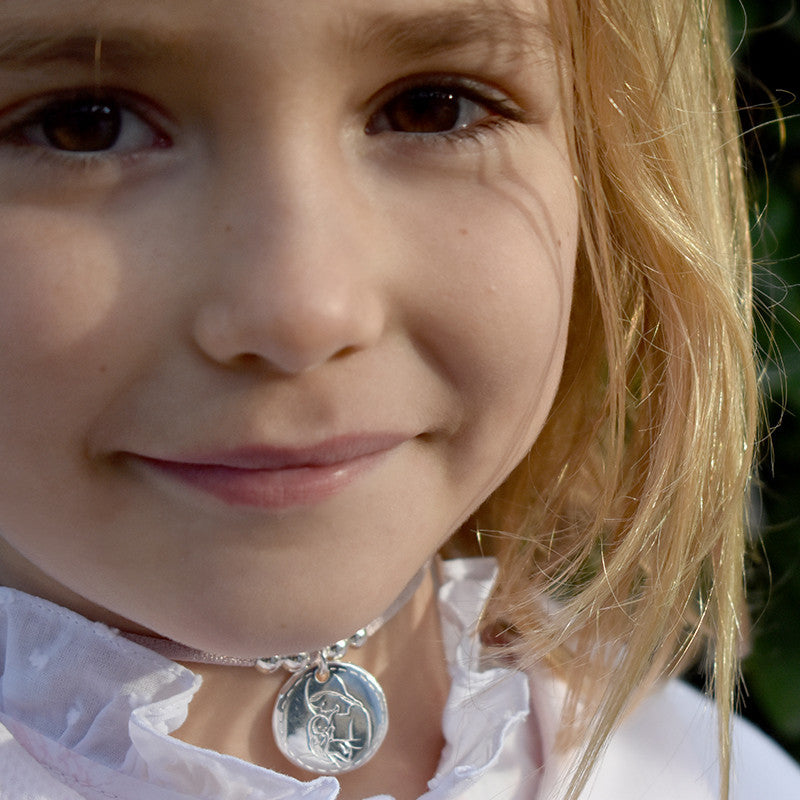 VIRGEN RAYITAS - collar medalla plata 21mm