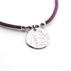 VIRGEN SONRISA - collar personalizable medalla plata 21mm