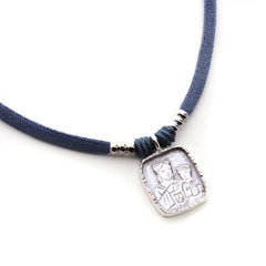 HEART scapular - 15x16mm silver medal necklace with elastic