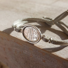 Escapulario VIRGEN MÍA - pulsera medalla personalizable de plata 16x20mm con elástico