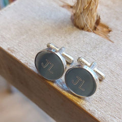 Gemelos REDONDOS B - personalizables plata 17mm