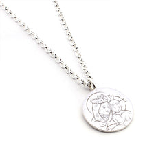 Scapular MARIA REINA - 21mm silver medal necklace with chain