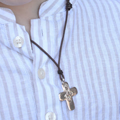 SACRED HEART - Customizable silver cross necklace 25x30mm