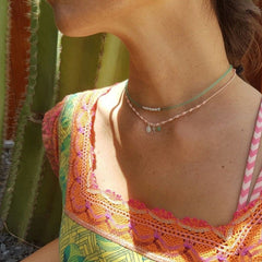 OLAYA - Collar nuditos con plaquitas en Plata