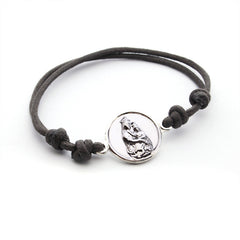 Escapulario CARMELO - pulsera medalla personalizable de plata 18 mm con cordón