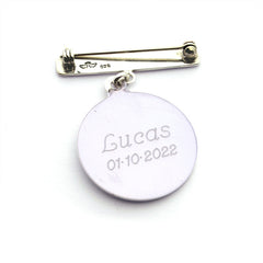 Aguja con Virgen del Pilar - medalla personalizable de plata 29mm