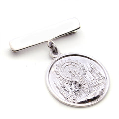 Aguja con Virgen del Pilar - medalla personalizable de plata 29mm