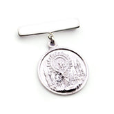 Aguja con Virgen del Pilar - medalla personalizable de plata 29mm