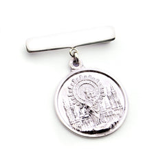 Aguja con Virgen del Pilar - medalla personalizable de plata 29mm