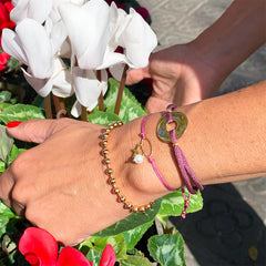 ANNIE DOR - pulsera perla y cruz dorada 5x6mm