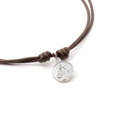 Escapulario MADRE - collar medalla de plata 15 mm con cordón