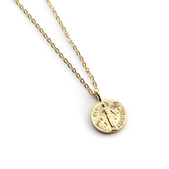 MONTSERRAT MINI Scapular - 15mm classic gold medal necklace with chain