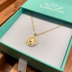 MONTSERRAT MINI Scapular - 15mm classic gold medal necklace with chain