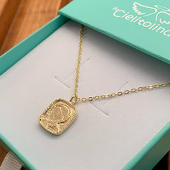 HEART Scapular - 14x16mm gold medal necklace with chain