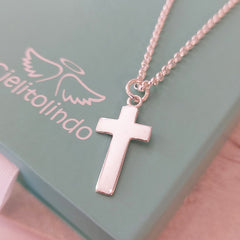 ADÁN - collar personalizable cruz de plata 14x24mm con cadena