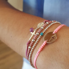 LÍA - Pulsera cruz plata 12mm