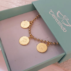 PAOLA - customizable bracelet with 13mm gold medals
