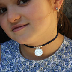 HUG scapular - 20mm silver medal necklace with elastic