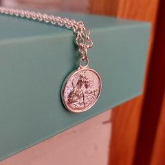 MOTHER Scapular - 15mm silver medal necklace with chain