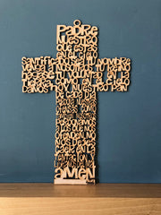 Cruz Padre Nuestro de madera para colgar
