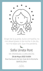 PACK OF 25 FIRST COMMUNION REMINDERS DRAWING CIELITO LINDO frame LEAVES