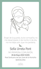 PACK OF 25 FIRST COMMUNION REMINDERS DRAWING CIELITO LINDO frame LEAVES