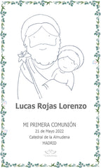 PACK OF 25 FIRST COMMUNION REMINDERS DRAWING CIELITO LINDO frame LEAVES