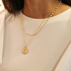 Escapulario SABIDURÍA - collar medalla dorada 19mm con cadena