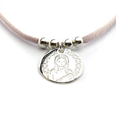 VIRGEN TRENZAS - collar medalla plata 23mm