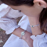 Escapulario ORA PRO NOBIS - pulsera medalla de plata 18mm con elástico