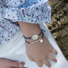 Escapulario MADRE - pulsera medalla de plata 15mm con macramé