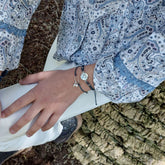 ANNIE - pulsera perla y cruz plata 5x6mm