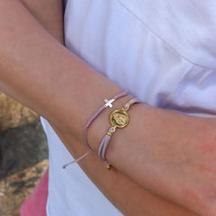 Escapulario CARMELO DOR - pulsera medalla dorada 14mm con elástico