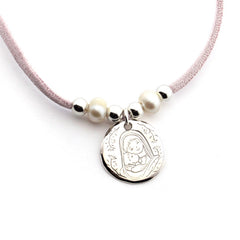 VIRGIN RAMITAS A - pearl necklace and 22mm silver medal