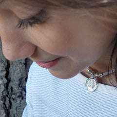 VIRGEN ESTRELLAS - collar medalla plata 18mm