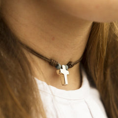 ITA - customizable silver cross necklace 11x14mm