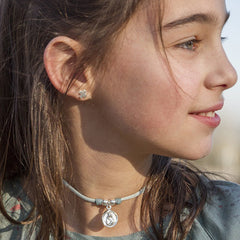 CARMELO scapular - 14mm silver medal necklace with elastic